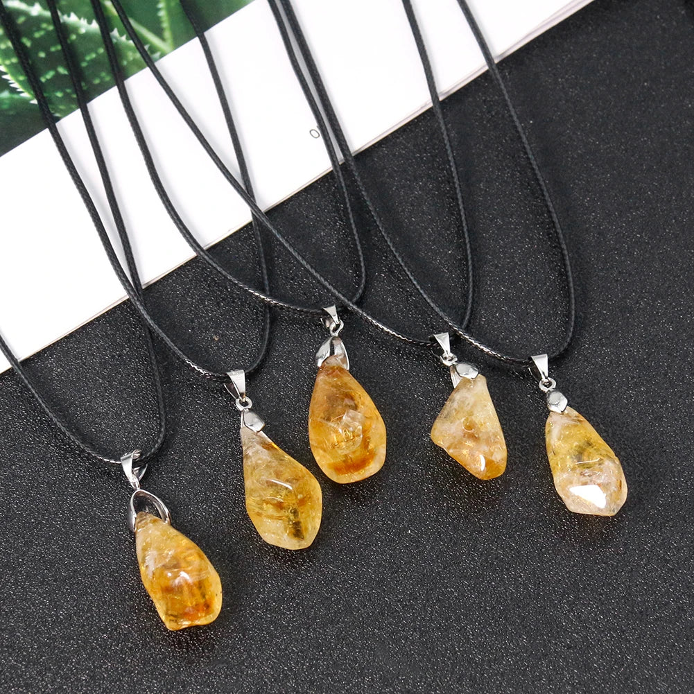 1Pc Natural Citrine Necklace Energy
