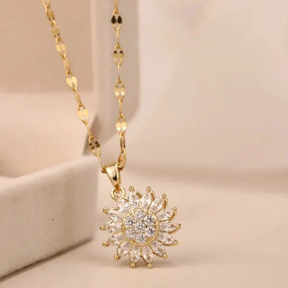 Classic Sunflower Cubic Zirconia Pendant
