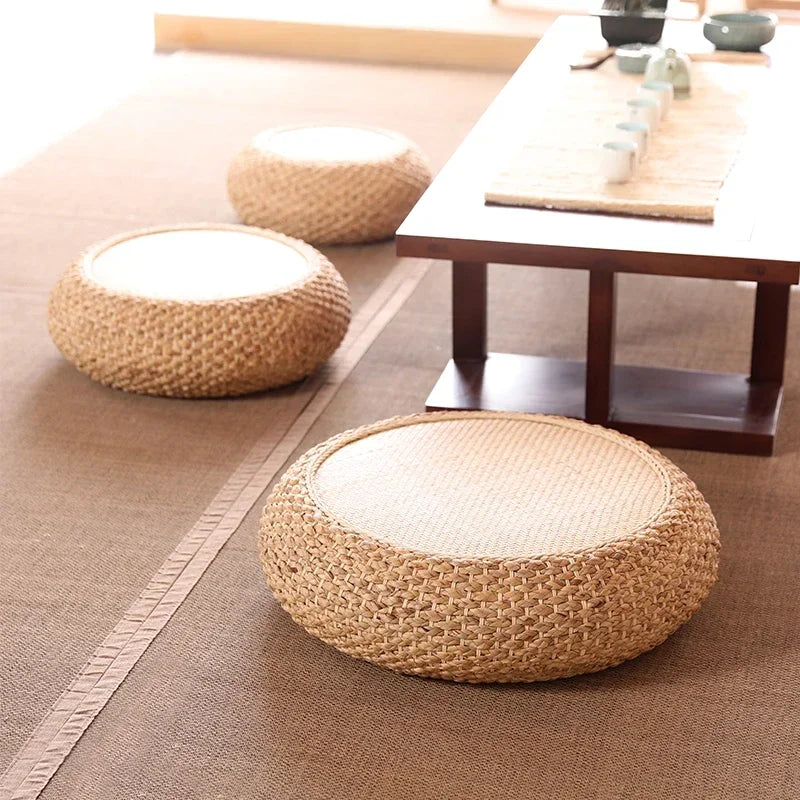 Natural Straw Tatami Pouf