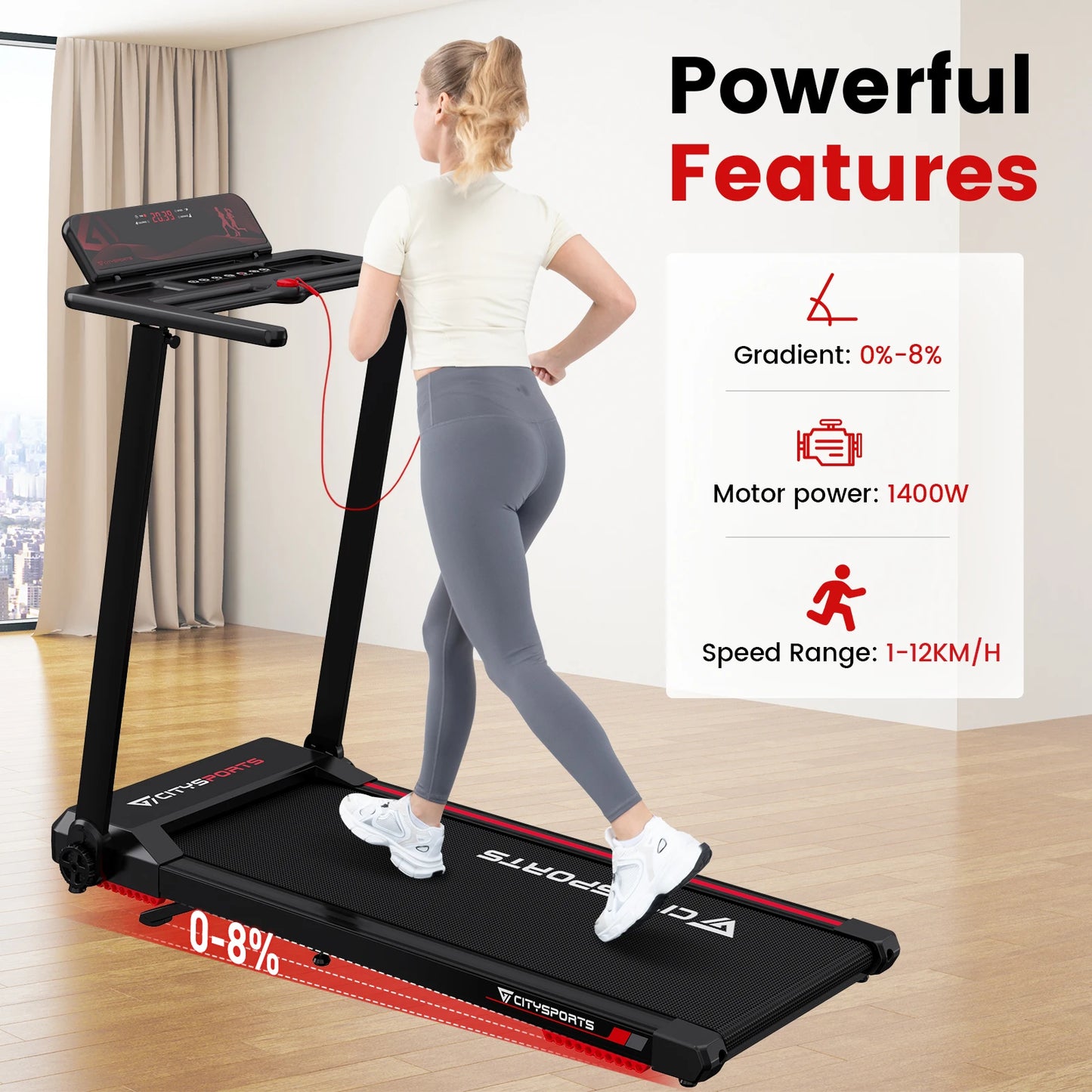 Citysports Pro Electric Folding Treadmill