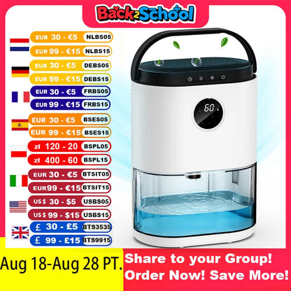 2300Ml Dehumidifiers Auto Defrost For