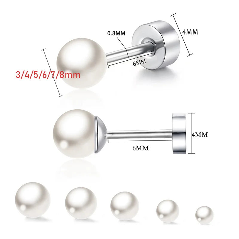 2Pcs Simple Imitation Pearl Stud