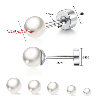 2Pcs Simple Imitation Pearl Stud