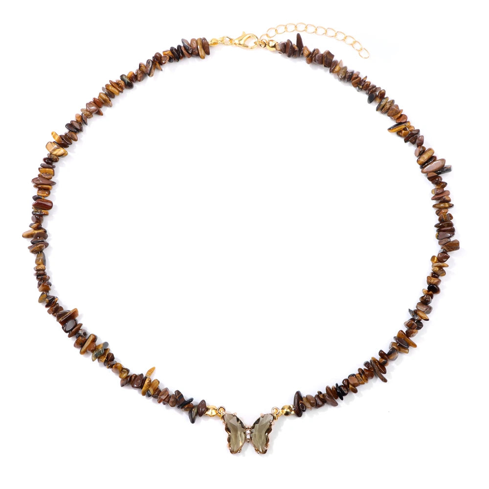 Butterfly Crystal Necklace Natural Purple