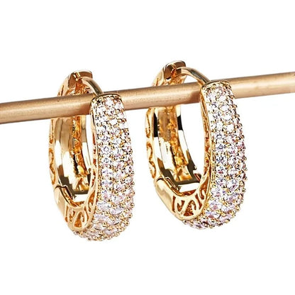 Huitan Hollow Gold Color Hoop