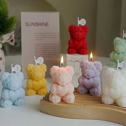 Cute Rose Bear Candle Romantic