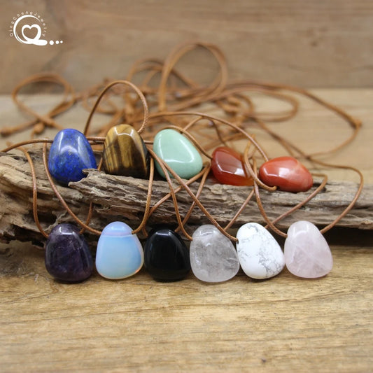 Natural Stone Nugget Pendant Necklace