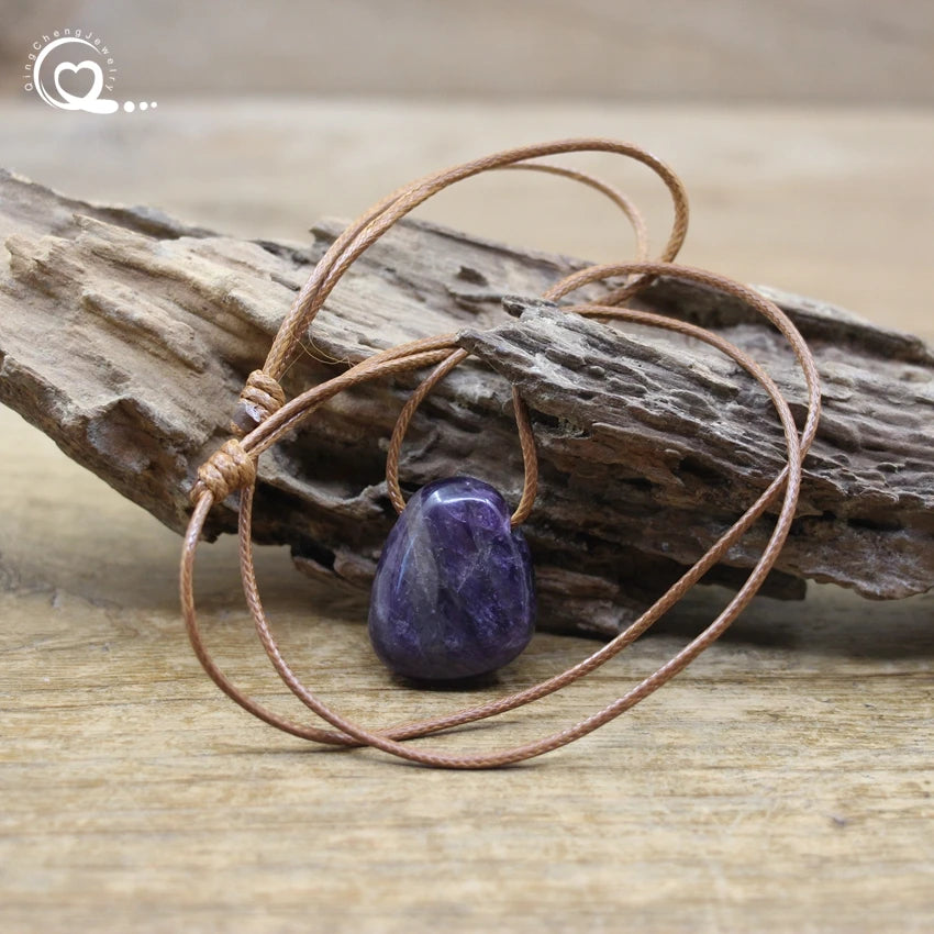 Natural Stone Nugget Pendant Necklace