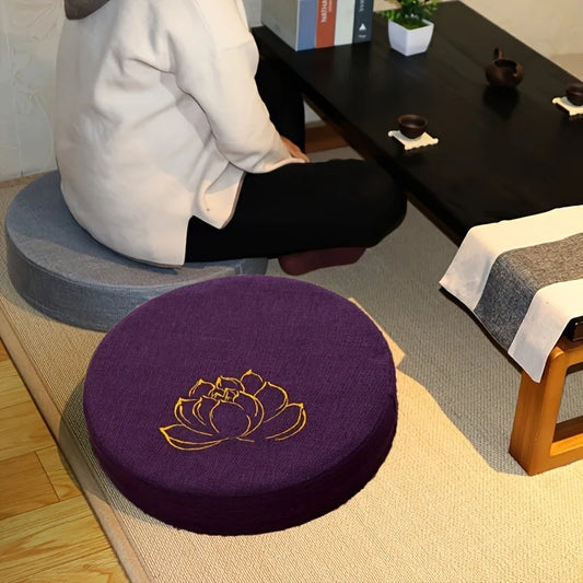 Handmade Embroidered Round Meditation Cushion
