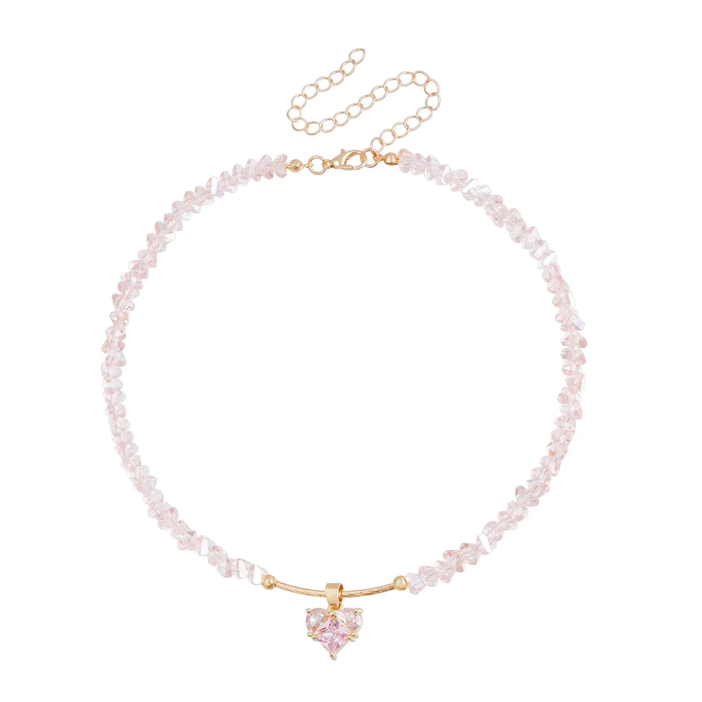 Heart Beaded Necklace Boho Elegant