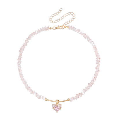 Heart Beaded Necklace Boho Elegant