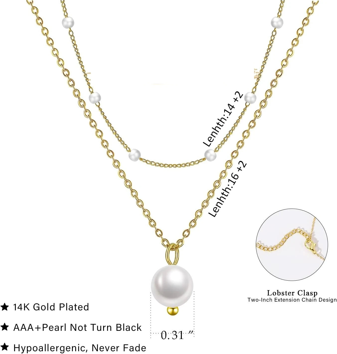 Gold Pearl Necklace K Gold