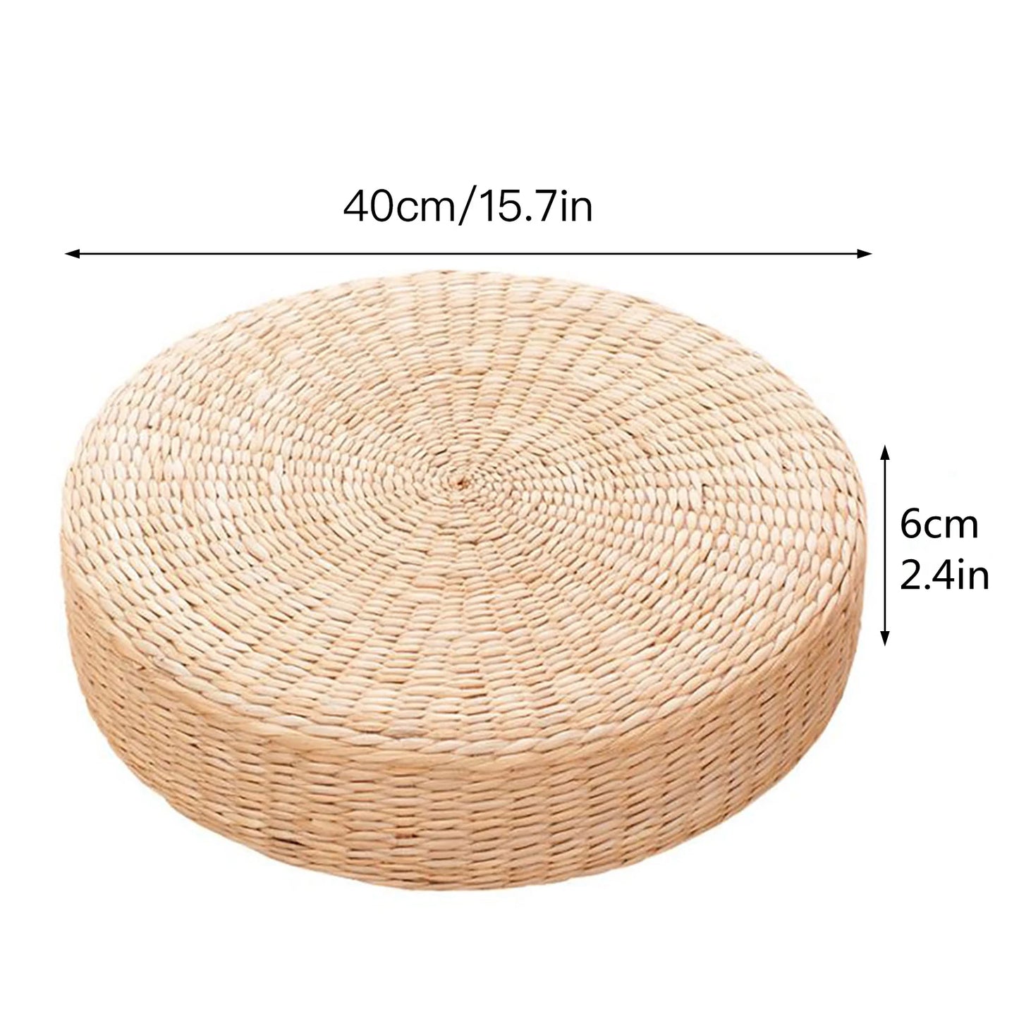 Handmade Woven Natural Straw Round Pouf Tatami