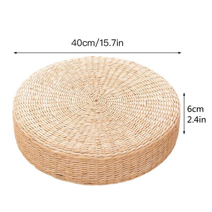 Handmade Woven Natural Straw Round Pouf Tatami