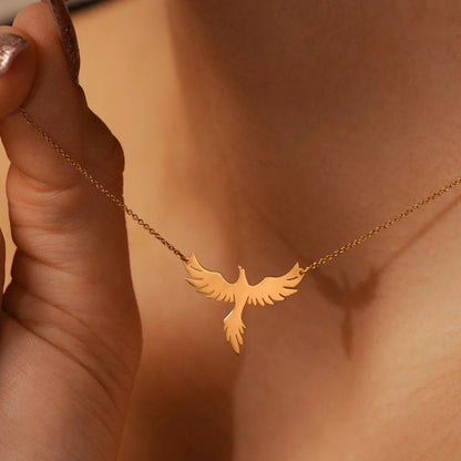 Dainty Rising Phoenix Pendant Necklace