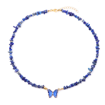 Butterfly Crystal Necklace Natural Purple