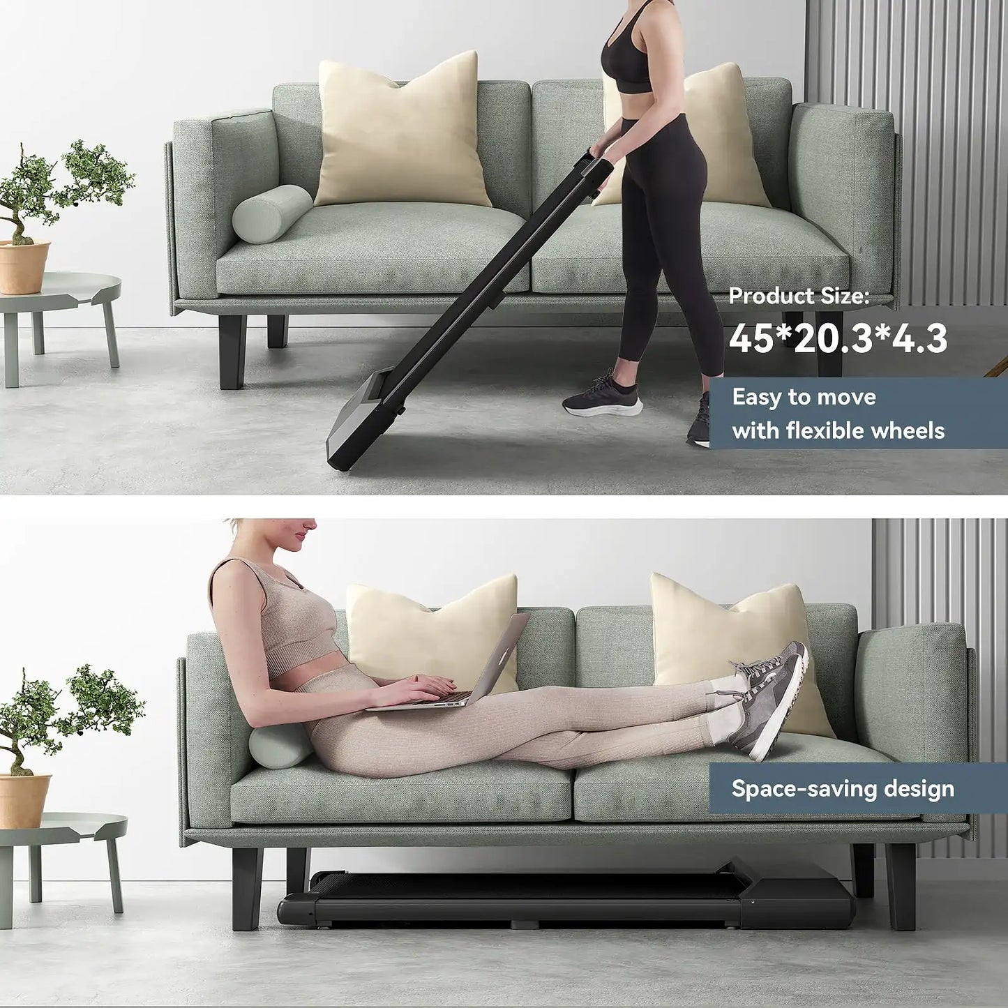 2In1 Walking Pad Treadmill Portable