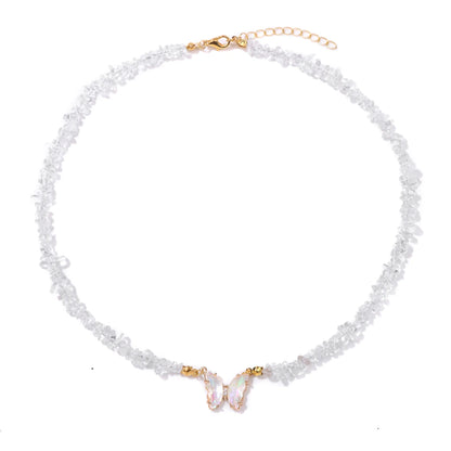 Butterfly Crystal Necklace Natural Purple