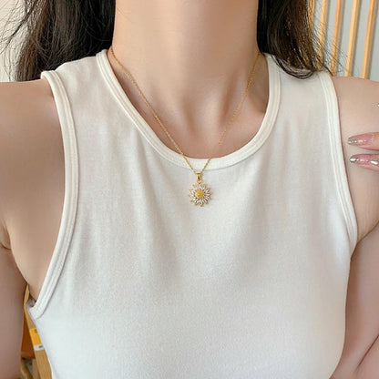 Classic Sunflower Cubic Zirconia Pendant