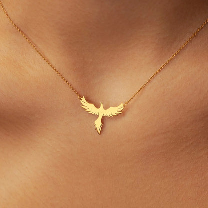 Dainty Rising Phoenix Pendant Necklace