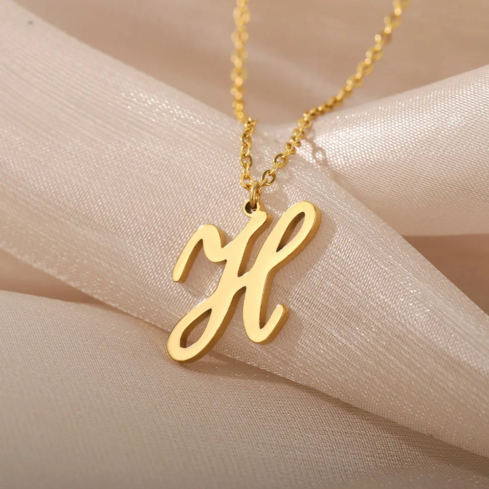 Dainty Initial Letter Necklaces Gold