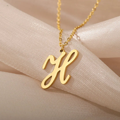Dainty Initial Letter Necklaces Gold