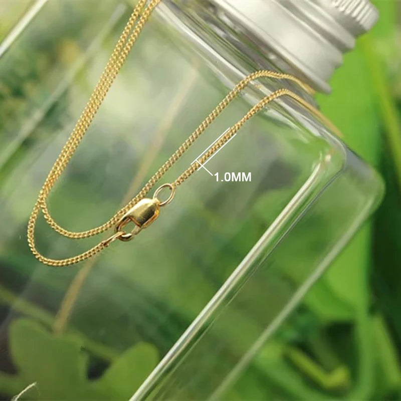 1Mm Curb Chain Necklace 14K