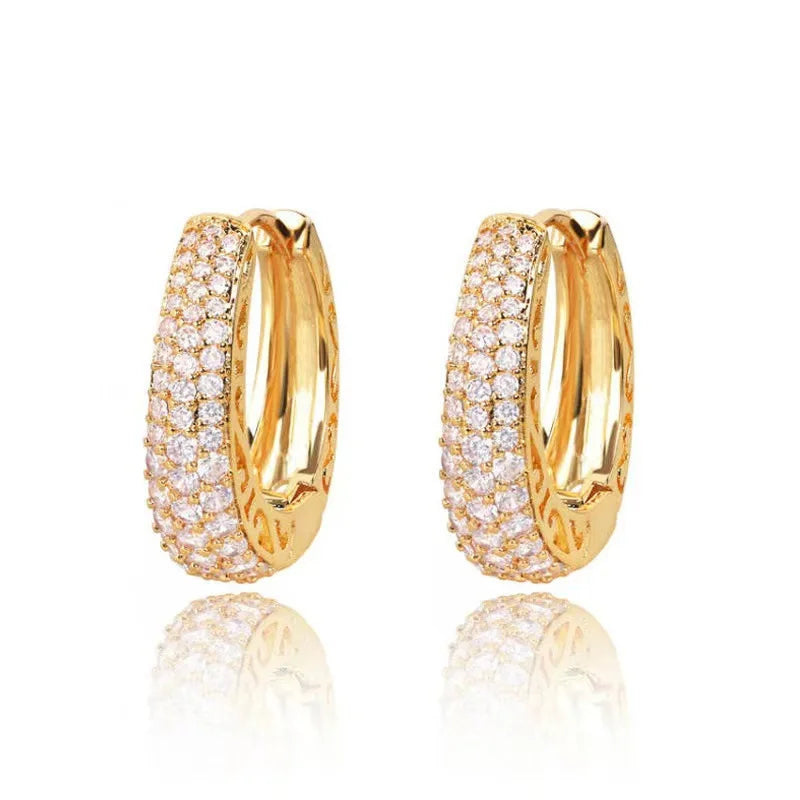 Huitan Hollow Gold Color Hoop
