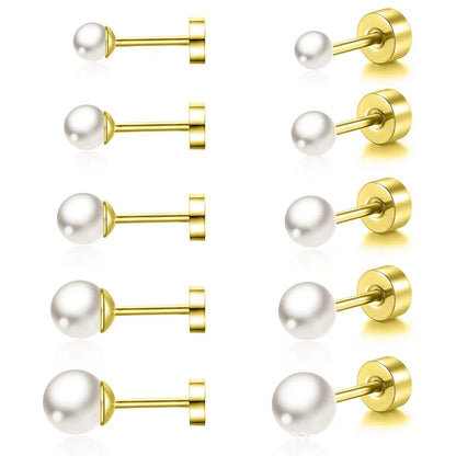 2Pcs Simple Imitation Pearl Stud