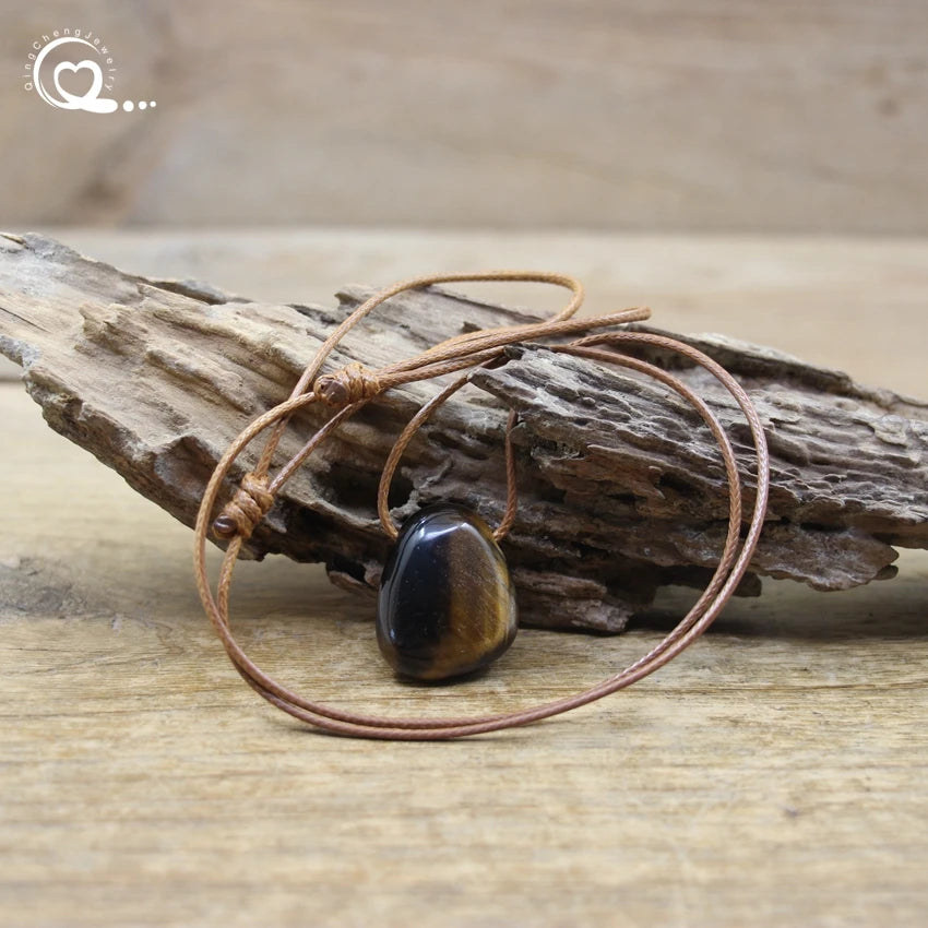 Natural Stone Nugget Pendant Necklace