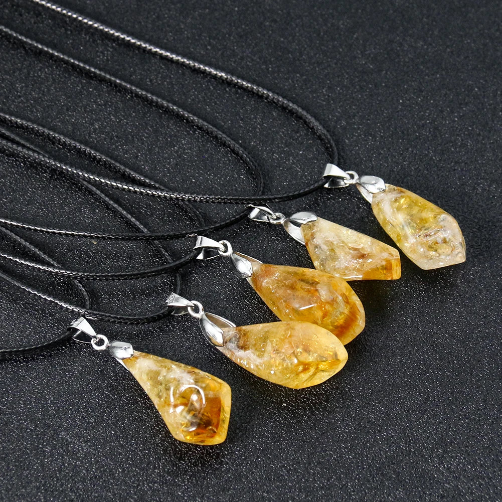 1Pc Natural Citrine Necklace Energy