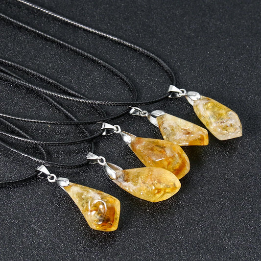 1Pc Natural Citrine Necklace Energy
