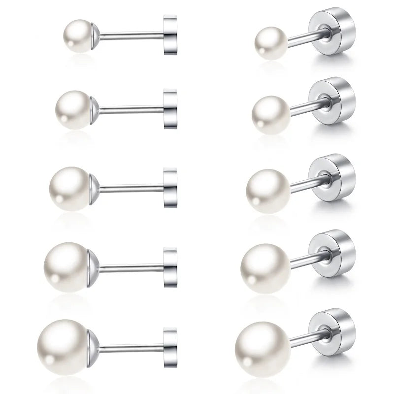 2Pcs Simple Imitation Pearl Stud