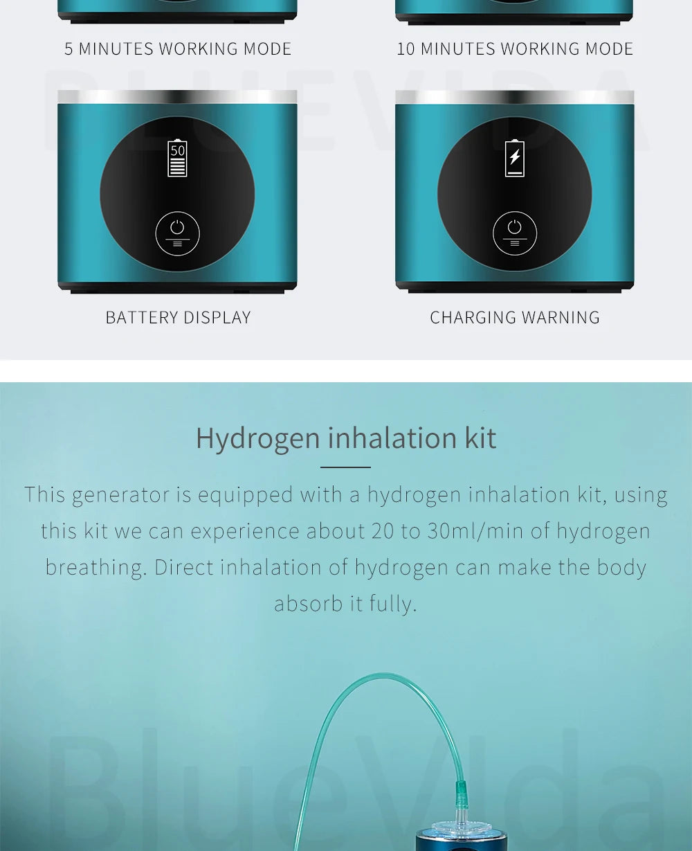 BlueVida New 8th Generation Hydrogen Water Generator Bottle