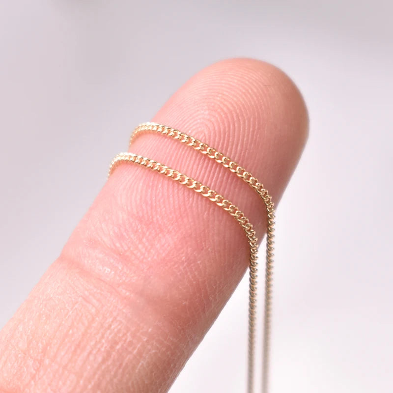 1Mm Curb Chain Necklace 14K