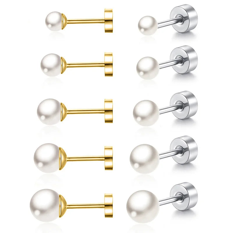 2Pcs Simple Imitation Pearl Stud