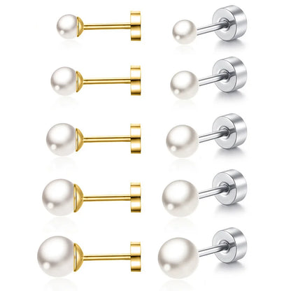 2Pcs Simple Imitation Pearl Stud