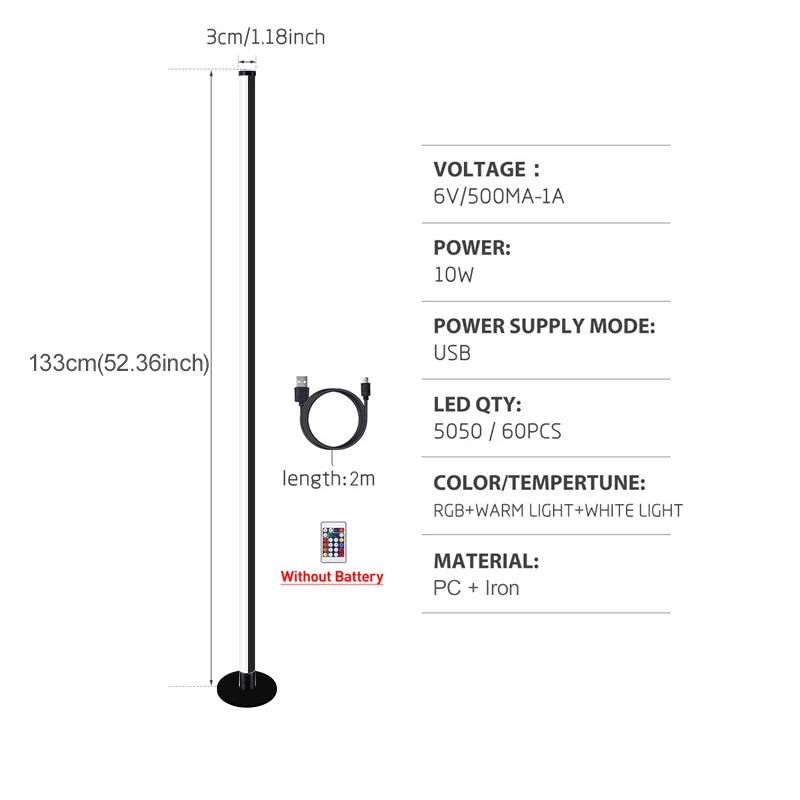 133Cm Rgb Led Floor Lamp