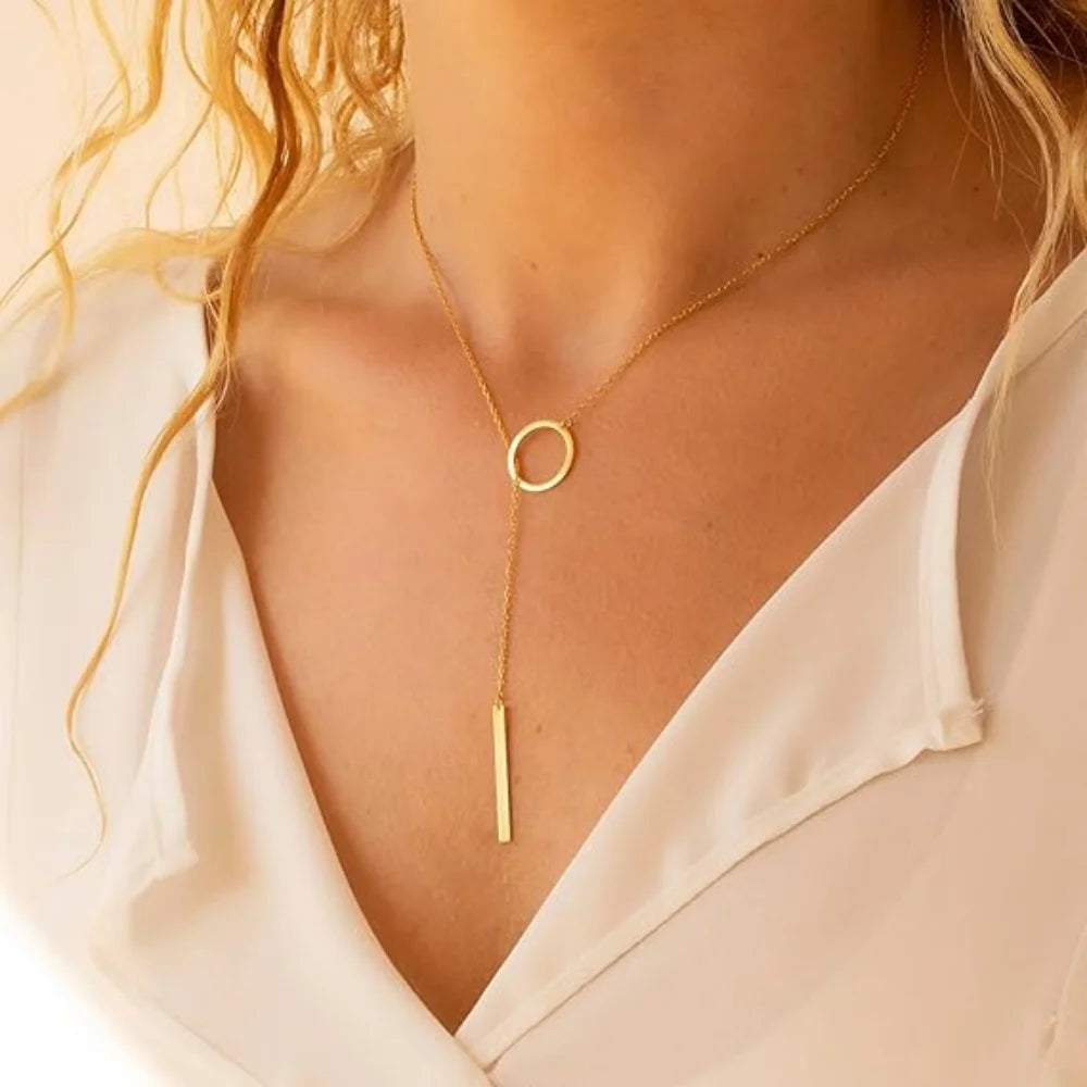 Medfoly Lariat Necklace Dainty 14K