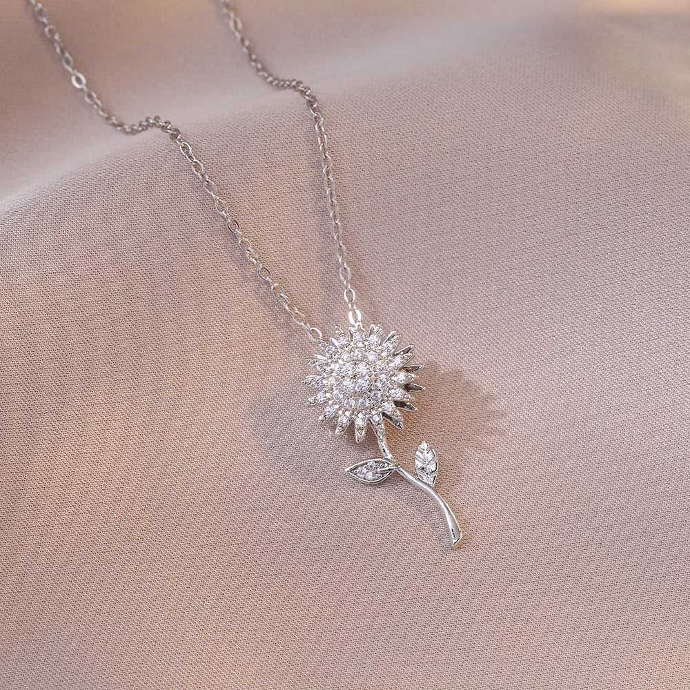 Classic Sunflower Cubic Zirconia Pendant