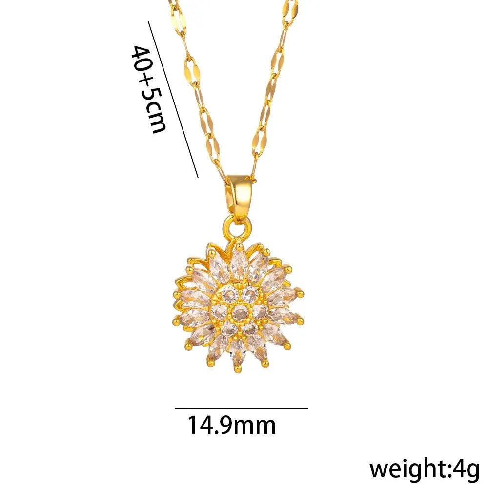 Classic Sunflower Cubic Zirconia Pendant