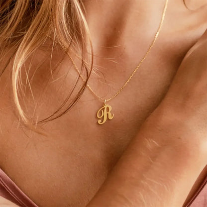 Dainty Initial Letter Necklaces Gold