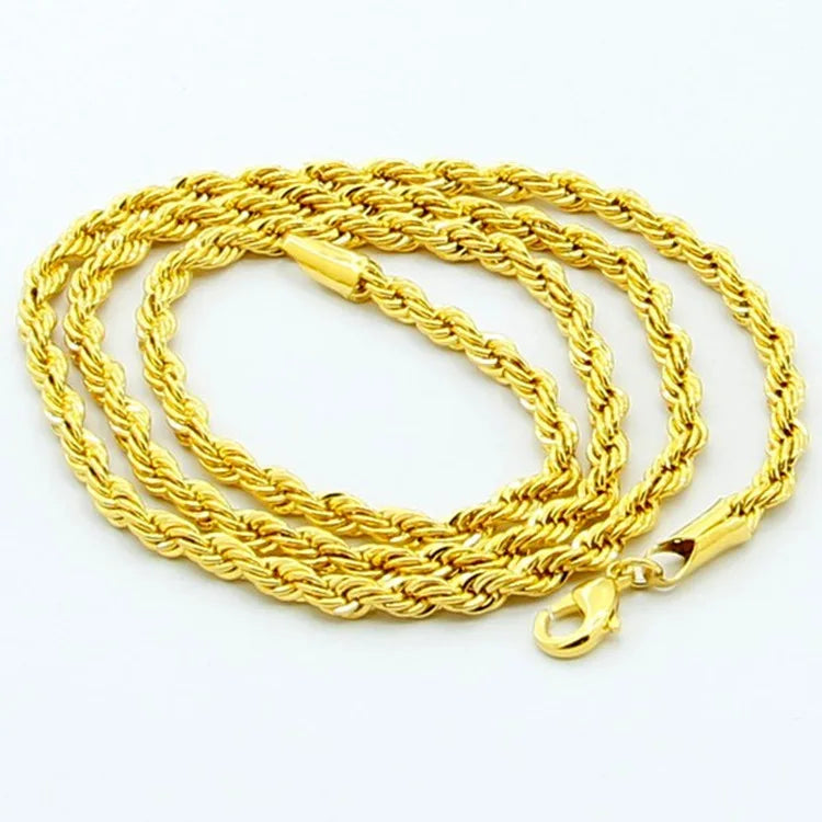 24K Gold Twisted Rope Necklace