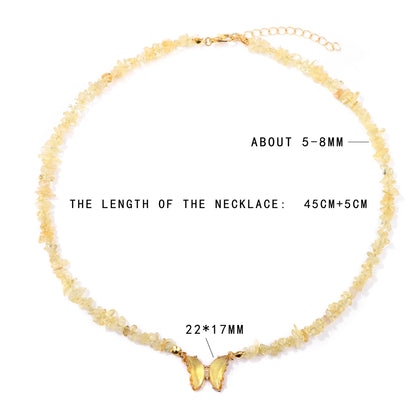 Butterfly Crystal Necklace Natural Purple