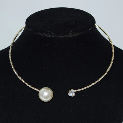 Rhinestone Heart Collar Choker Necklace