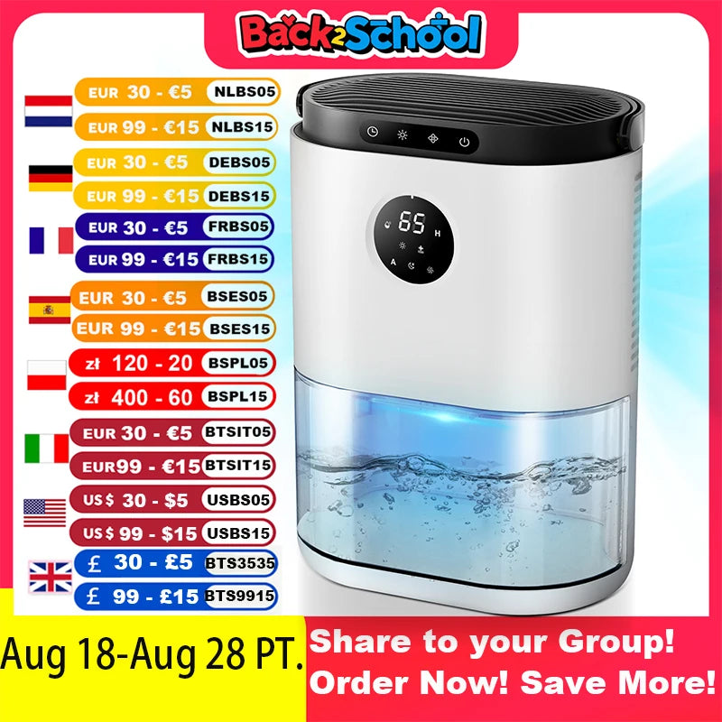 2300Ml Dehumidifier Touching Control Home
