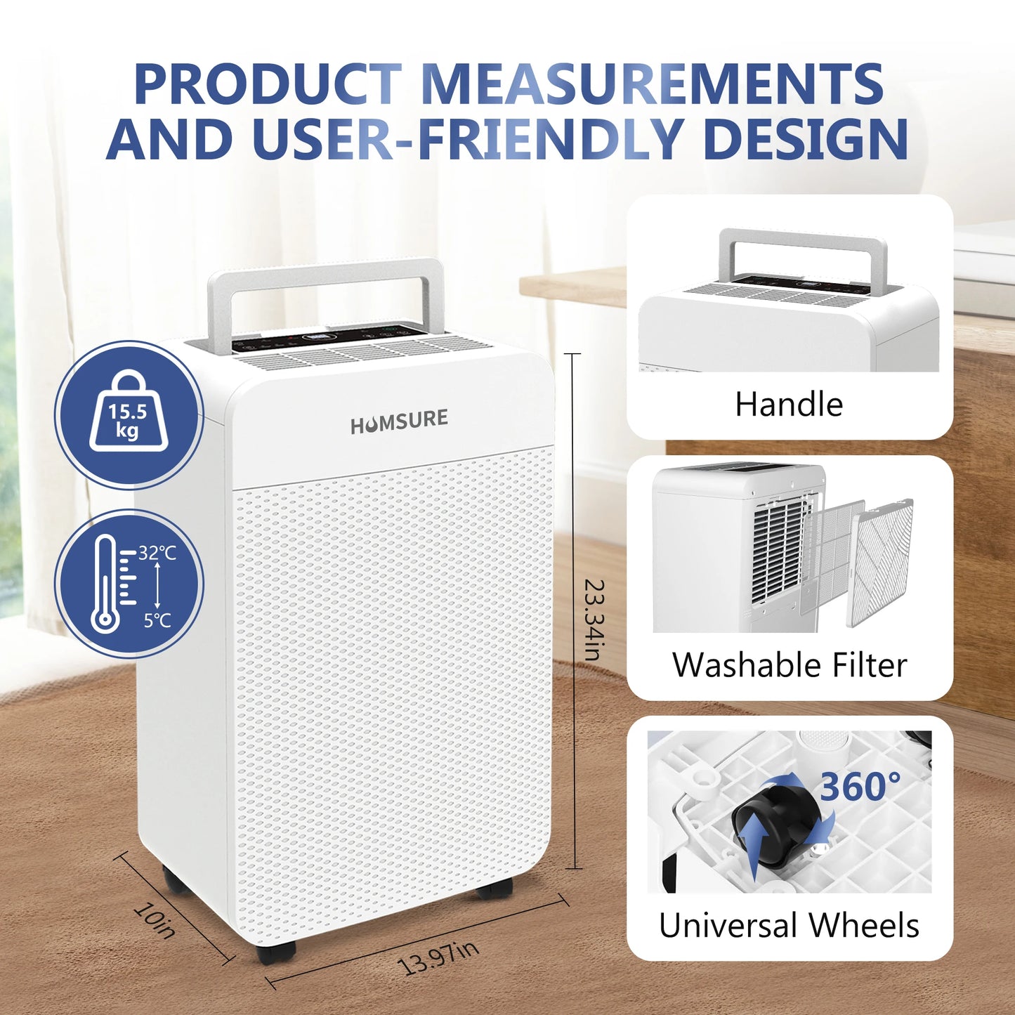 Humsure Electric Dehumidifier 25L 24H