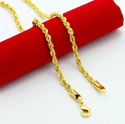 24K Gold Twisted Rope Necklace